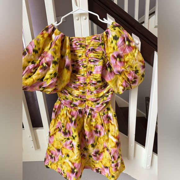 Aureta Vibrant Yellow and Pink Floral Dress - Picture 2 of 3